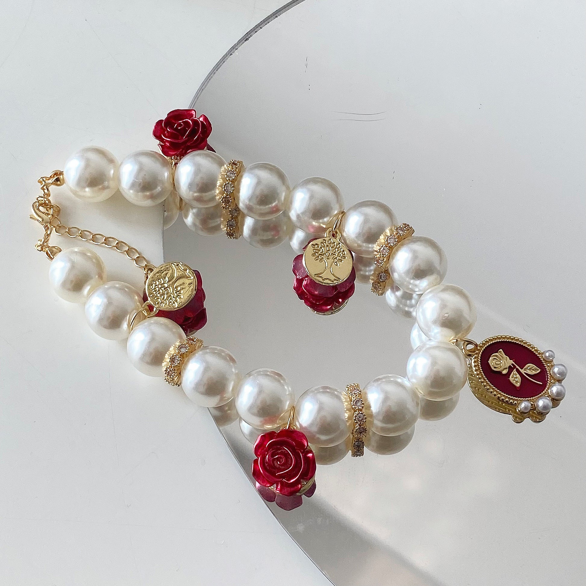 Red Rose Pearl Pet Collar - Blingyfur 