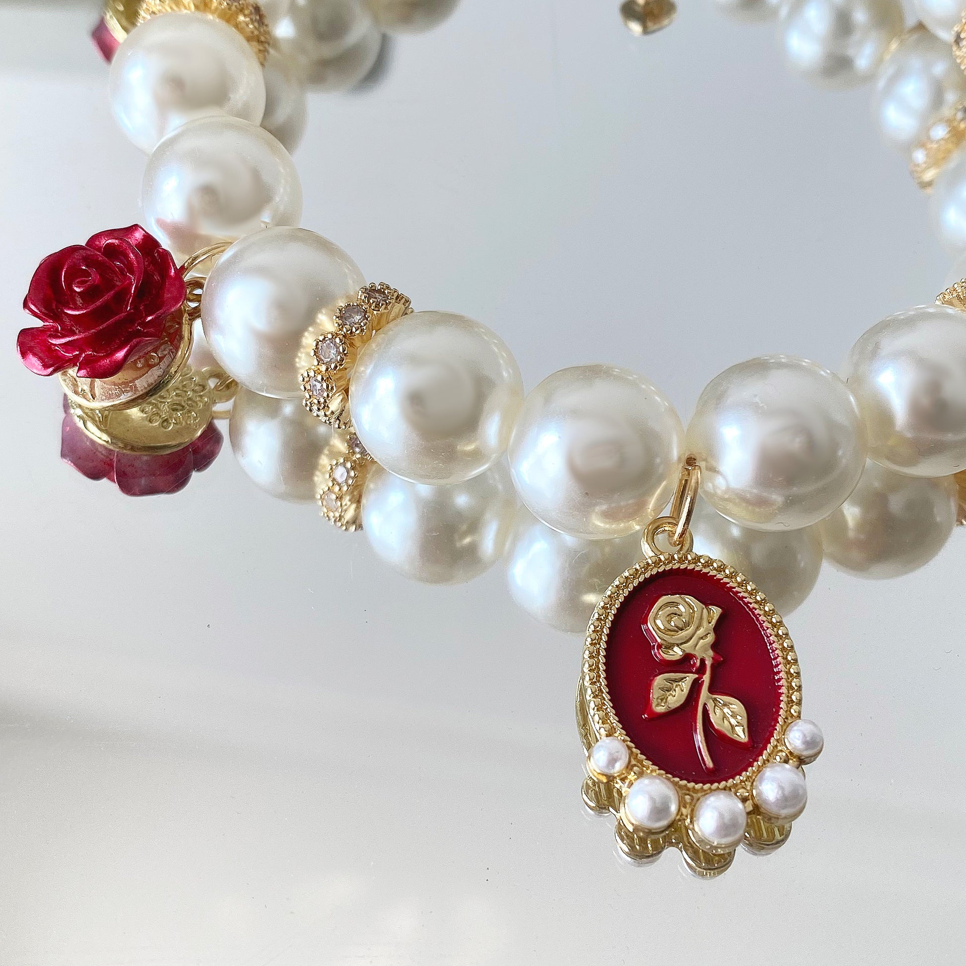 Red Rose Pearl Pet Collar - Blingyfur 