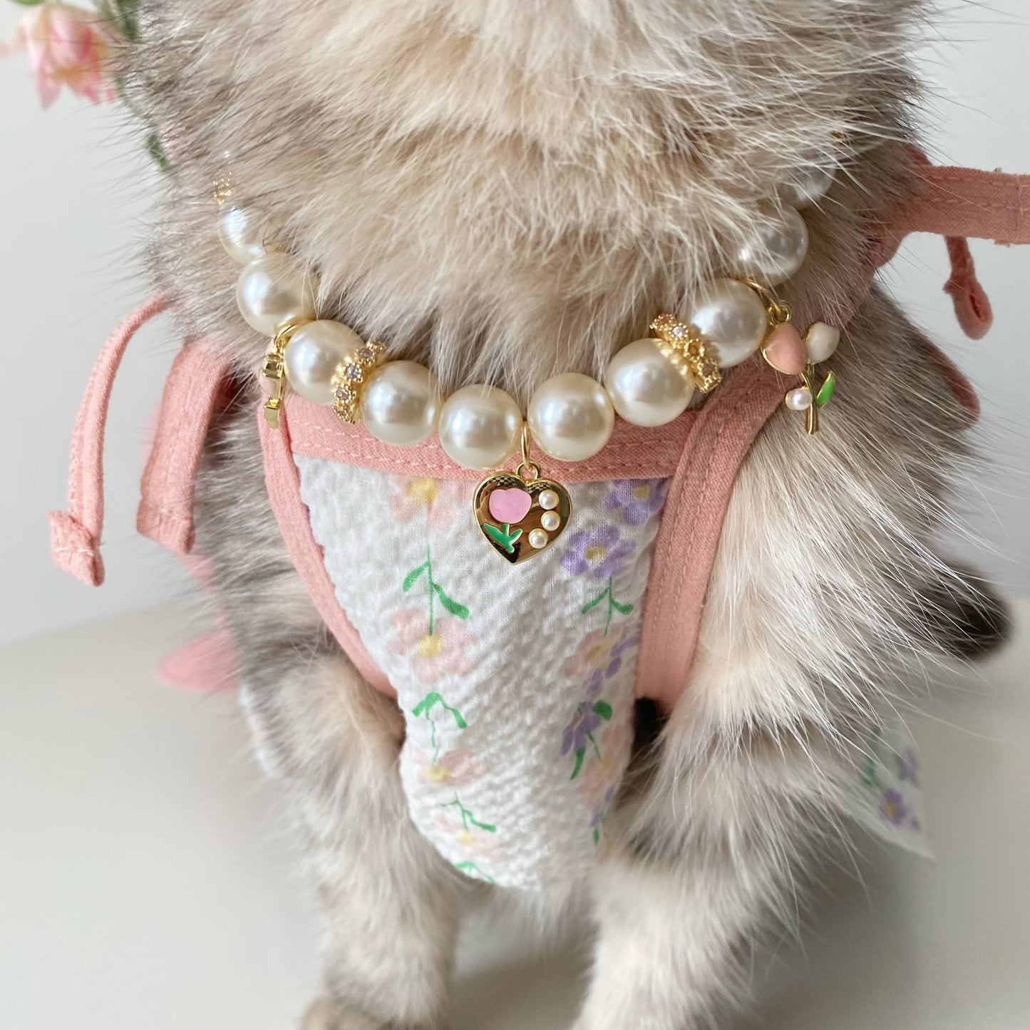 Sweet Pearl Tulip Heart Pet Necklace - Blingyfur 