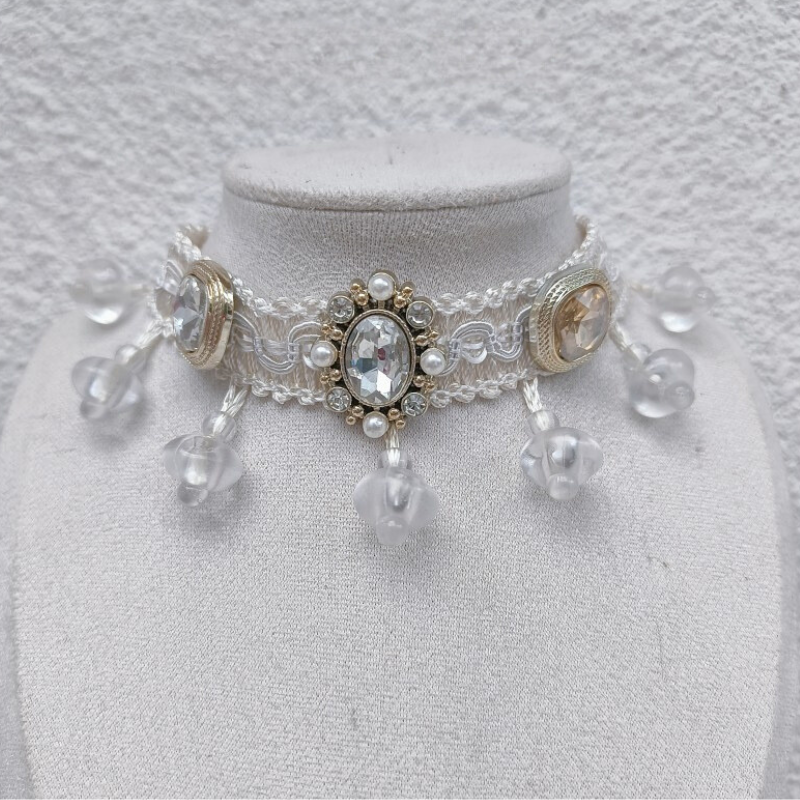 Crystal Drop Lace Pet Collar - Blingyfur 