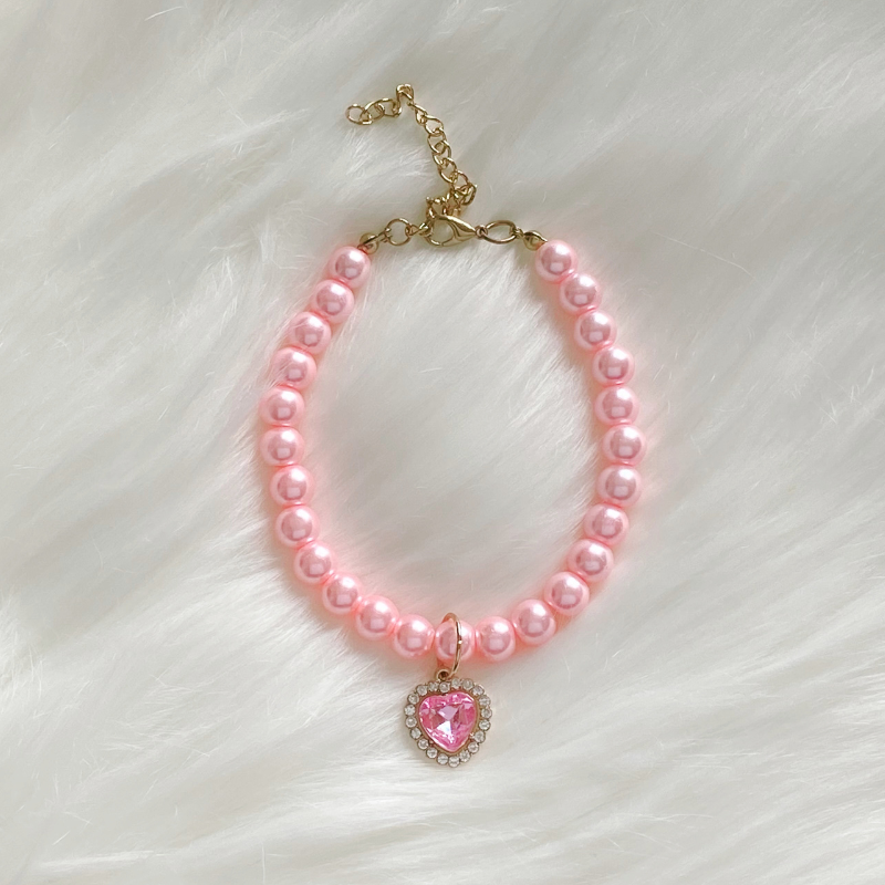 Heart Shape Pendant Pearl Cat Collar Necklace - Blingyfur 