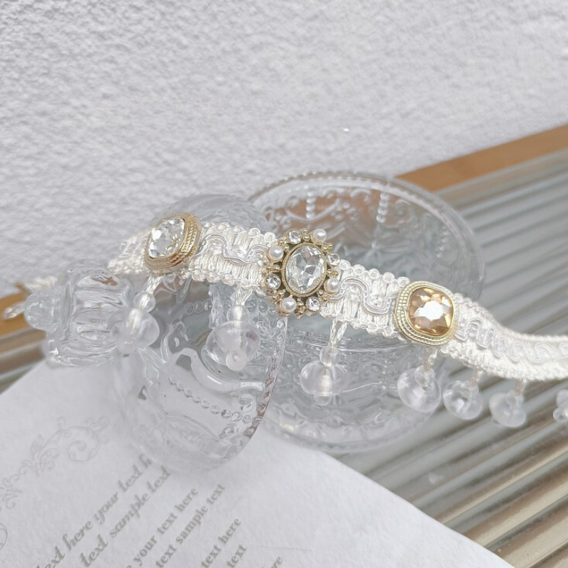 Crystal Drop Lace Pet Collar - Blingyfur 