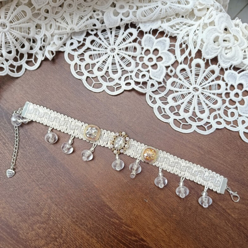 Crystal Drop Lace Pet Collar - Blingyfur 