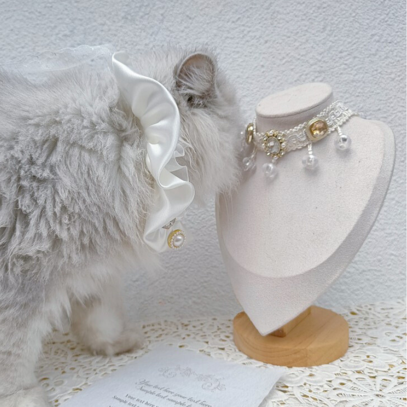 Crystal Drop Lace Pet Collar - Blingyfur 