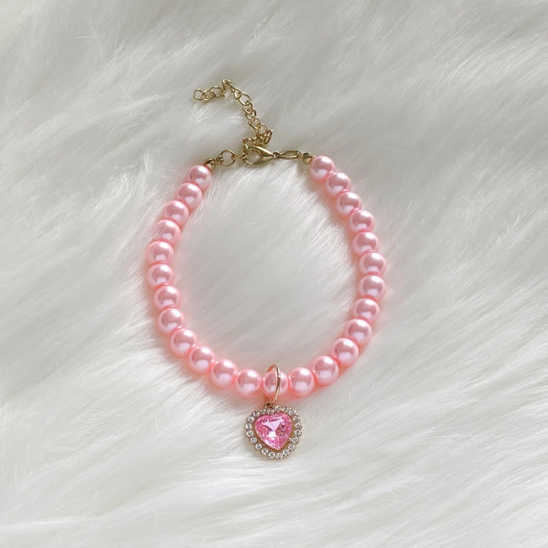 Heart Shape Pendant Pearl Cat Collar Necklace - Blingyfur 