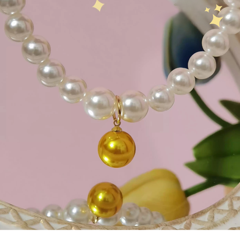 Golden Charm Pearl Pet Collar - Blingyfur 