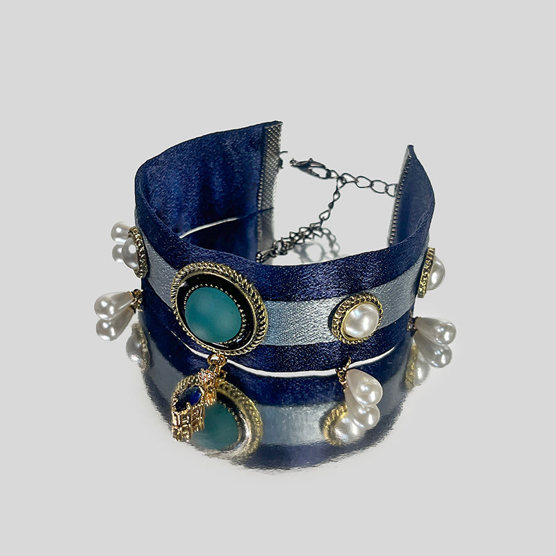 Ocean Jewel Velvet Cat Collar - Blingyfur 