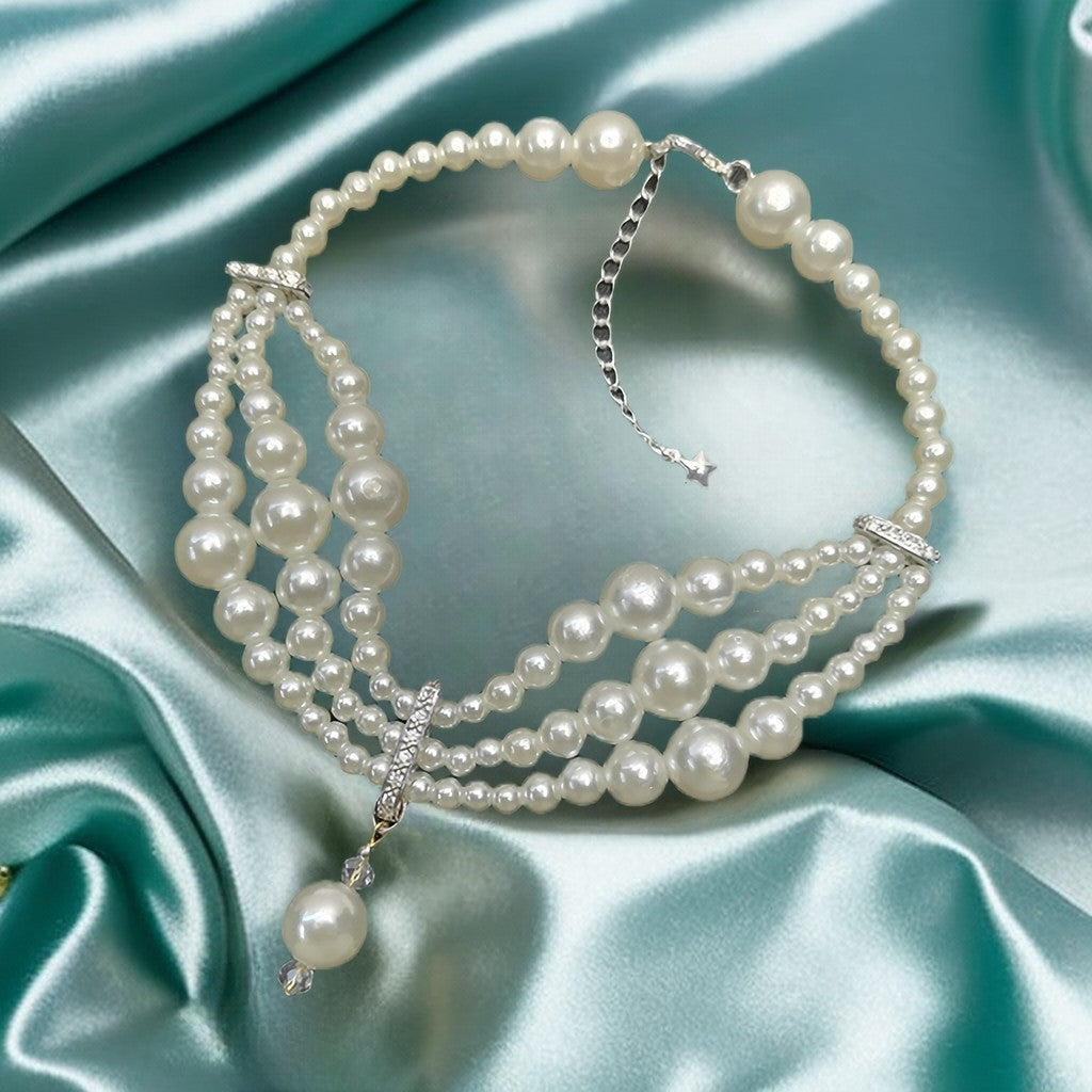 Triple-Strand Pearl Pet Collar - Blingyfur 